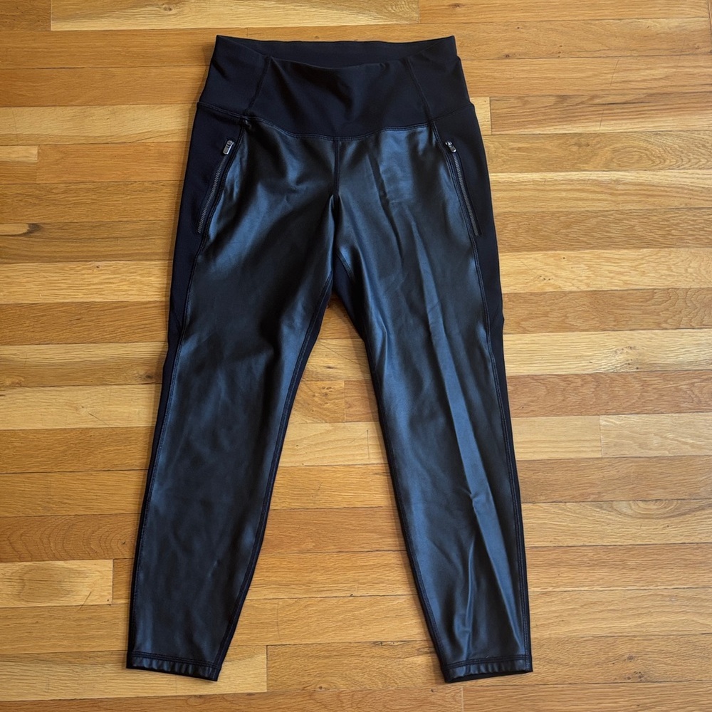 Old Navy Active Black Faux Leather Leggings